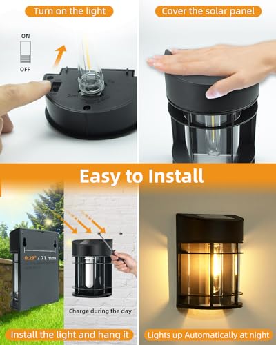 6 Pack Solar Fence Lights, Waterproof LED Wall Lights