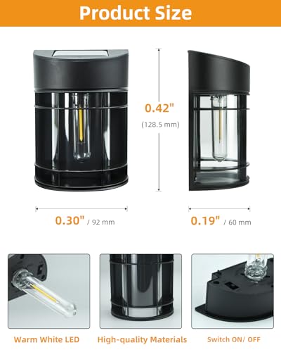 6 Pack Solar Fence Lights, Waterproof LED Wall Lights