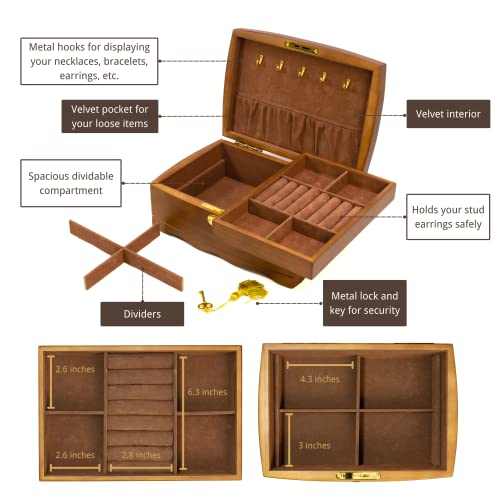 Luxury Wooden Jewelry Box with Lock for VIP Women