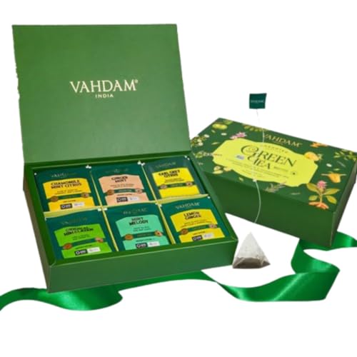 Vahdam Green Tea Variety Pack (6 Flavors, 60 Bags)