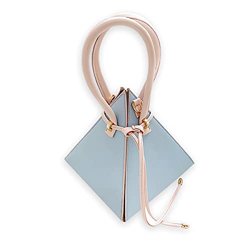 Luxury 'Pyramid' Shoulder Bag, Blue, Medium