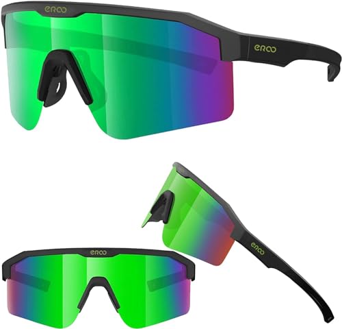 VIP Men's Polarized Green Wrap-Around Shield Sunglasses