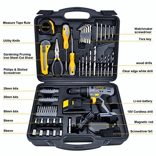 Uniteco 77pcs Power Tool Set with Cordless Drill