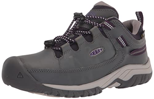 KEEN Big Kid's Waterproof Hiking Shoes, Magnet/Tillandsia Purple