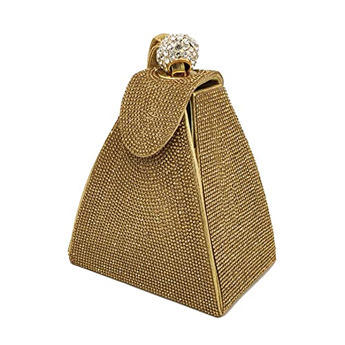 Gold Crystal Pyramid Evening Clutch Bag for Women