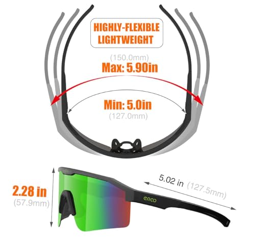 VIP Men's Polarized Green Wrap-Around Shield Sunglasses