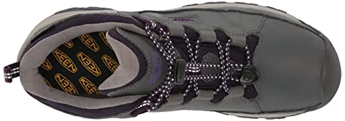 KEEN Big Kid's Waterproof Hiking Shoes, Magnet/Tillandsia Purple