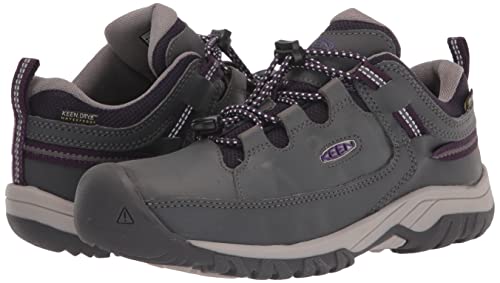 KEEN Big Kid's Waterproof Hiking Shoes, Magnet/Tillandsia Purple