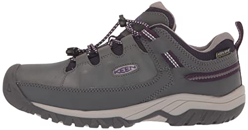 KEEN Big Kid's Waterproof Hiking Shoes, Magnet/Tillandsia Purple