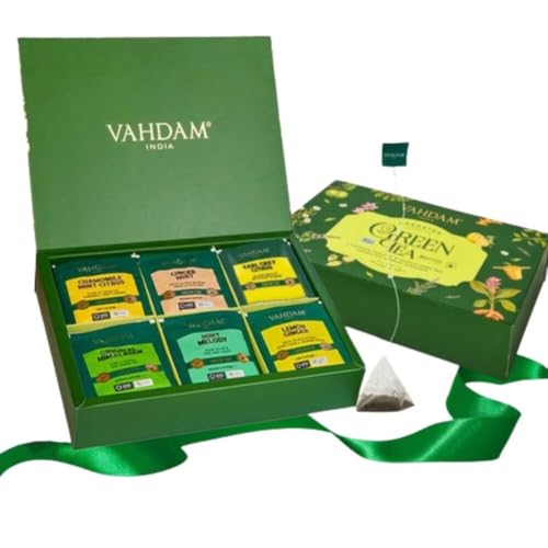 Vahdam Green Tea Variety Pack (6 Flavors, 60 Bags)