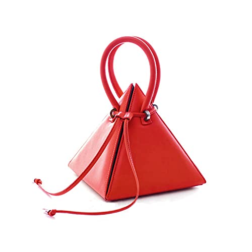 Luxury 'Pyramid' Fashion Shoulder Bag, Red, Medium