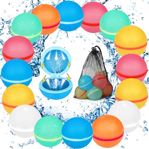 Silicone Magnetic Reusable Water Balloons (16 Pack)