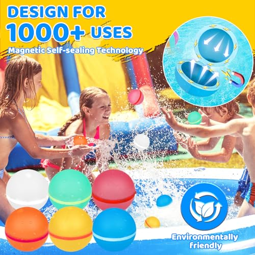 Silicone Magnetic Reusable Water Balloons (16 Pack)