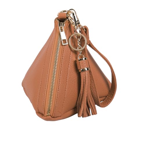 Vegan Leather Triangle Clutch with Detachable Strap & Tassel