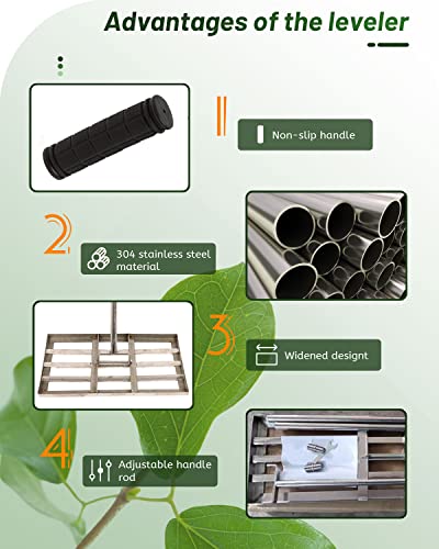 30x10in Stainless Steel Lawn Leveling Rake with Adjustable Handle