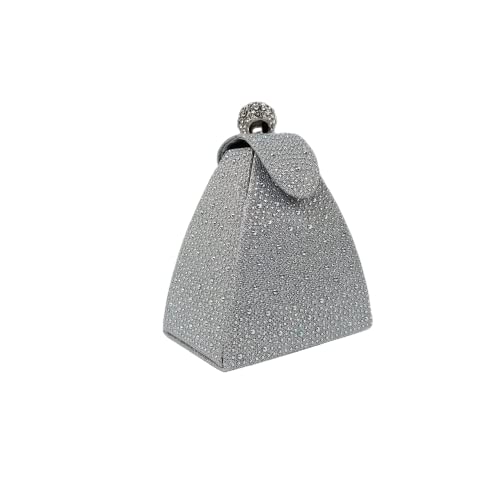 VIP Rhinestone Triangle Evening Clutch Purse, Silver