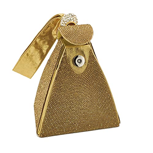 Gold Crystal Pyramid Evening Clutch Bag for Women