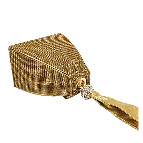 Gold Crystal Pyramid Evening Clutch Bag for Women