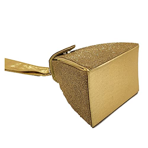 Gold Crystal Pyramid Evening Clutch Bag for Women