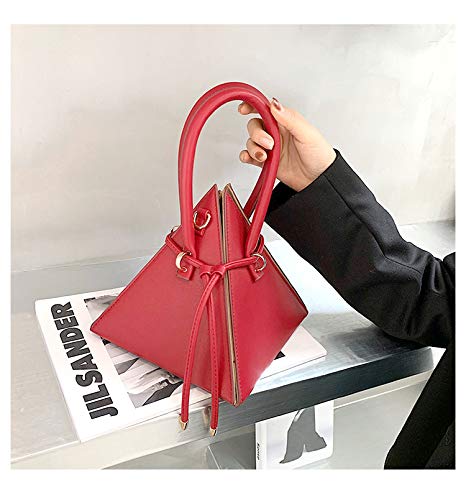 Luxury 'Pyramid' Fashion Shoulder Bag, Red, Medium