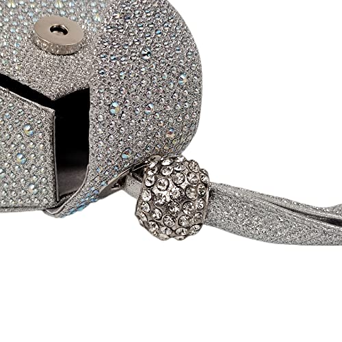 VIP Rhinestone Triangle Evening Clutch Purse, Silver