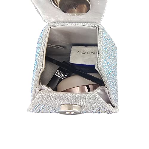 VIP Rhinestone Triangle Evening Clutch Purse, Silver