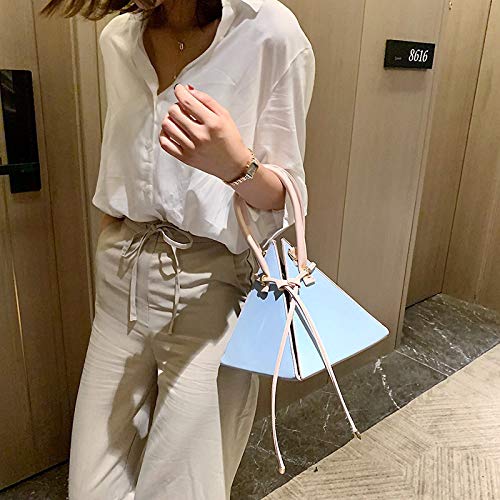 Luxury 'Pyramid' Shoulder Bag, Blue, Medium