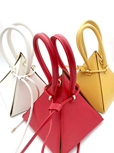 Luxury 'Pyramid' Fashion Shoulder Bag, Red, Medium
