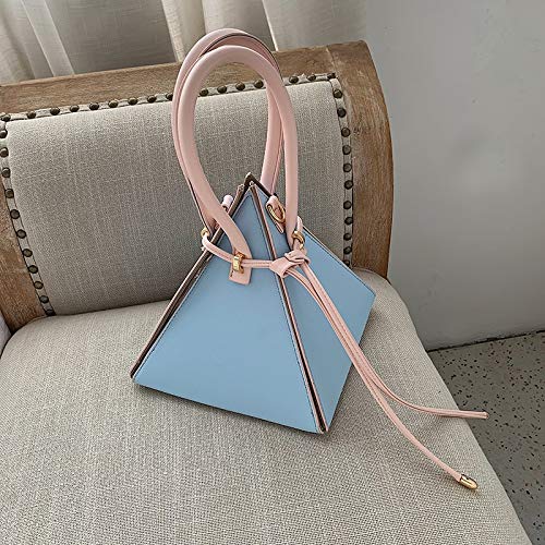 Luxury 'Pyramid' Shoulder Bag, Blue, Medium
