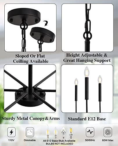 Modern Black Farmhouse Chandeliers, Rustic Pendant Lights for VIP