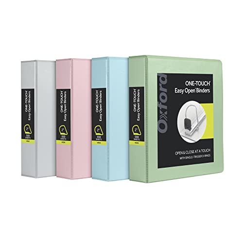 Assorted Pastel Oxford Binders, 2 Inch, 4 Pack
