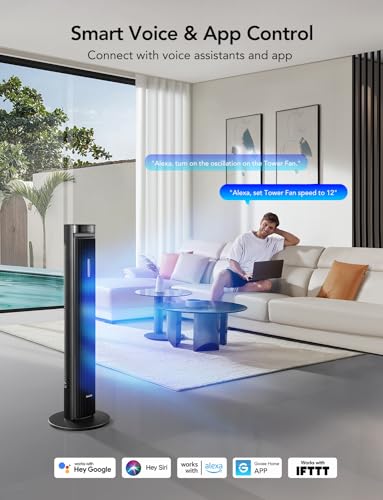 Goveelife Smart Tower Fan, Bedroom Fan, 12 Speeds