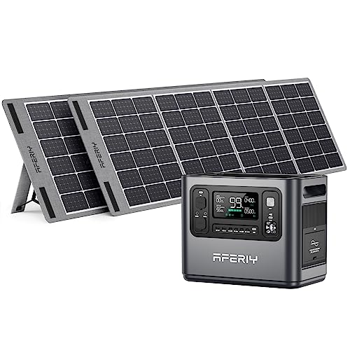 AFERIY 1200W Portable Solar Power Station with 200W Foldable Solar Panel Kit