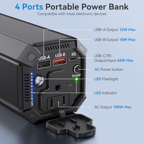 Portable Laptop Power Bank with 100W AC Outlet