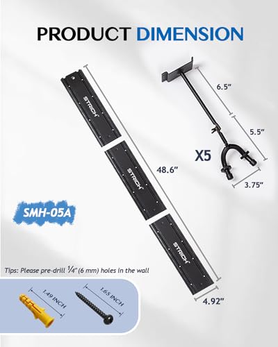 5 Guitar Wall Mount Hangers, Adjustable Display Set