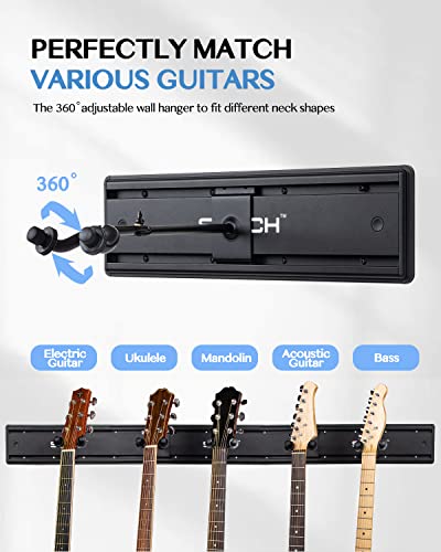 5 Guitar Wall Mount Hangers, Adjustable Display Set