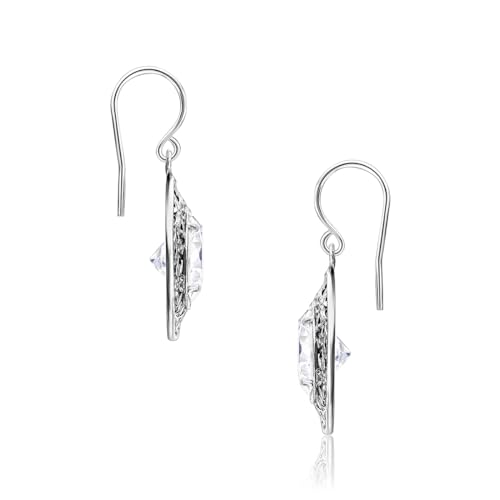 Vintage Floral CZ Dangle Earrings, Hypoallergenic, Made in Israel