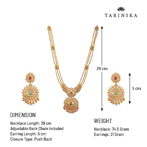 TARINIKA Antique Gold Plated Binal Necklace Set - Indian Bridal Jewelry for Ethnic Occasions
