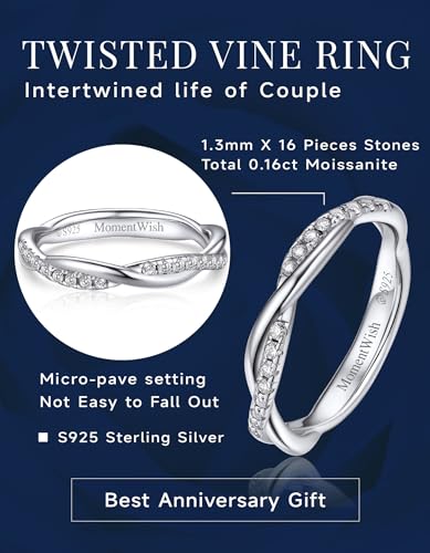 Moissanite Eternity Promise Ring for Her, Stackable Band