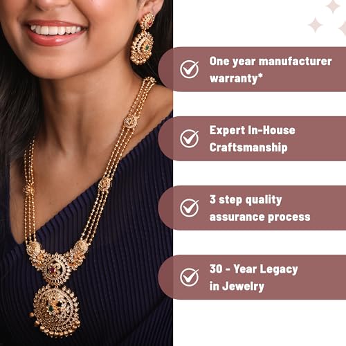 TARINIKA Antique Gold Plated Binal Necklace Set - Indian Bridal Jewelry for Ethnic Occasions
