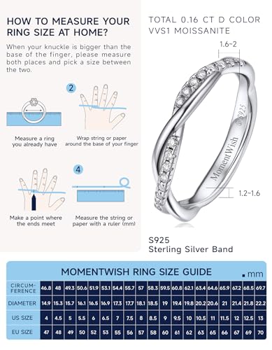 Moissanite Eternity Promise Ring for Her, Stackable Band