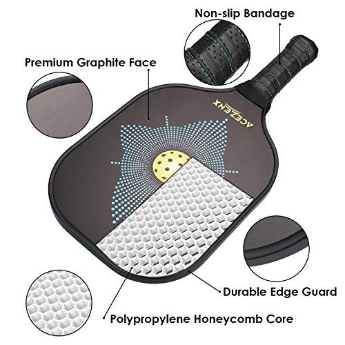 Lightweight Graphite Pickleball Paddle with Carbon Fiber Face