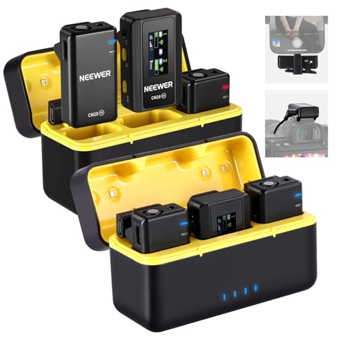 Wireless Lavalier Mic System with Charging Case, Noise Canceling