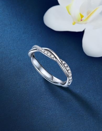 Moissanite Eternity Promise Ring for Her, Stackable Band