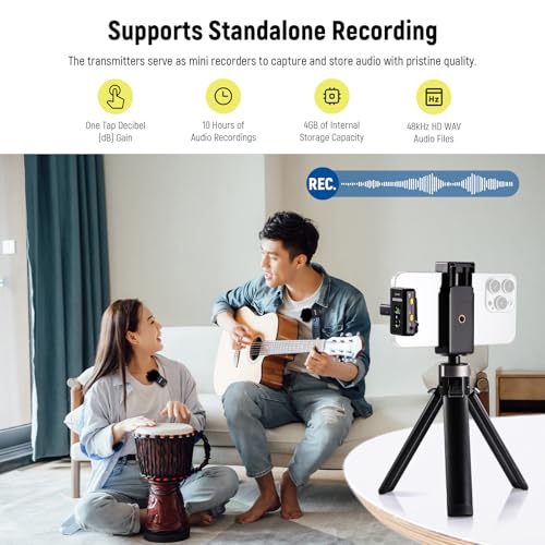 Wireless Lavalier Mic System with Charging Case, Noise Canceling