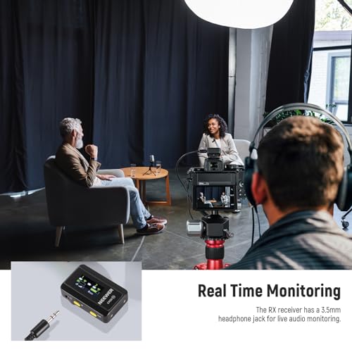 Wireless Lavalier Mic System with Charging Case, Noise Canceling