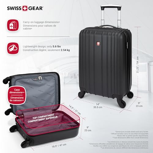 SwissGear Sion 19-inch Hardside Carry-On Luggage Suitcase