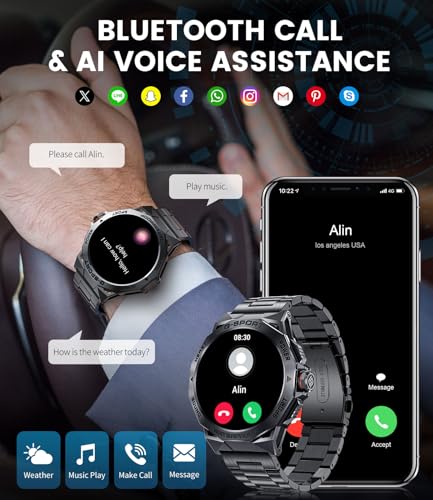 FEELNEVER Men's Smart Watch with Bluetooth Voice Call