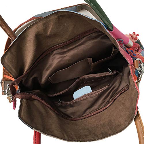 Segater Women's Multicolor Big Boston Bag Genuine Leather