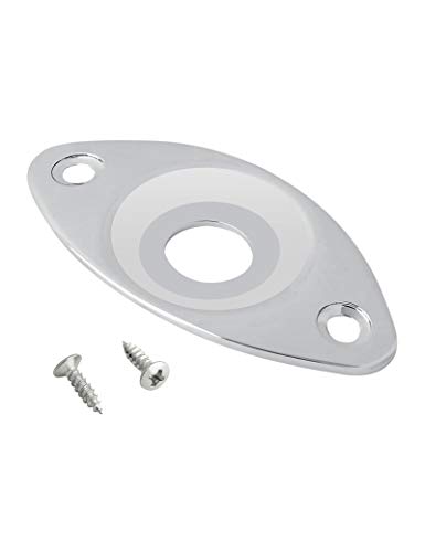 Curved Oval Output Jack Plate for Guitar/Bass Parts Chrome